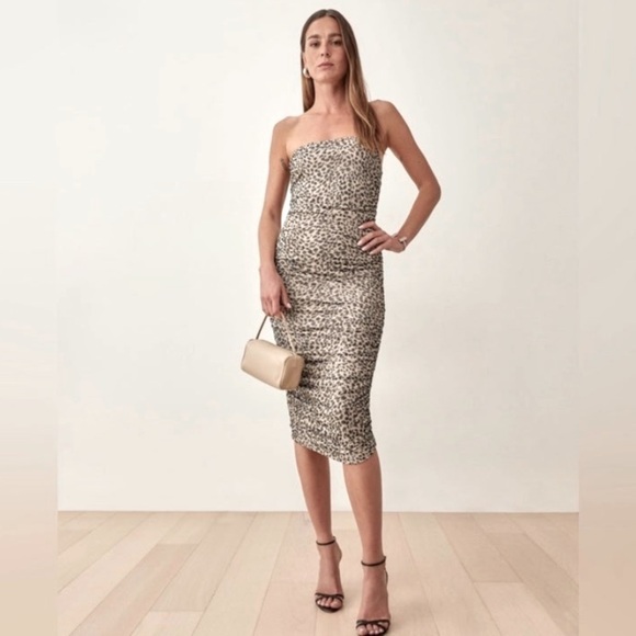 Reformation Dresses & Skirts - New with tags Reformation Shea Cheetah Dress in Taupe  XS